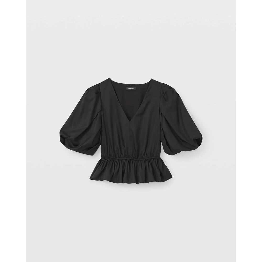 Club Monaco NWT Waisted Balloon Sleeve Top in Black‎ XXS MSRP $150